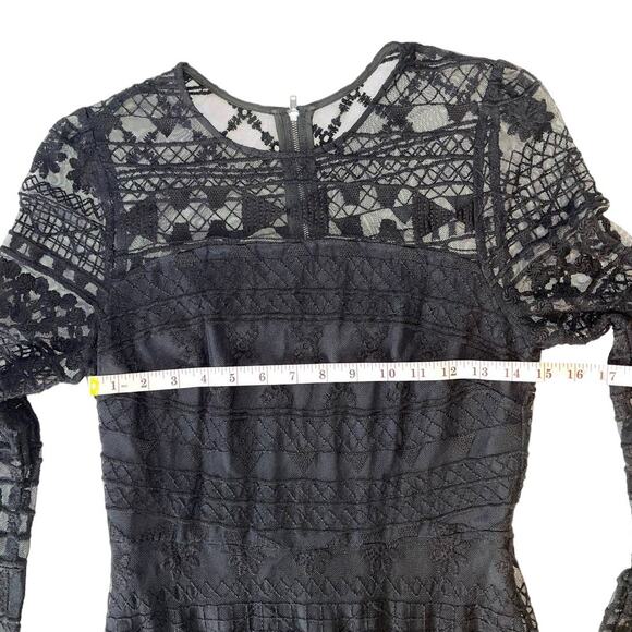 Parker Semi Sheer and Ruffled Black Mini Dress Size Small - Picture 10 of 11